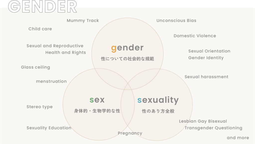 性（GENDER）」をめぐる様々な社会的・個別的な課題についてを表した図